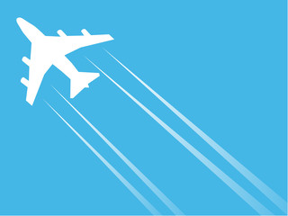 Plane illustration on blue background