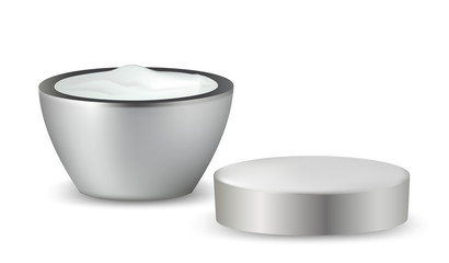 Open cosmetics container. Vector illustration.