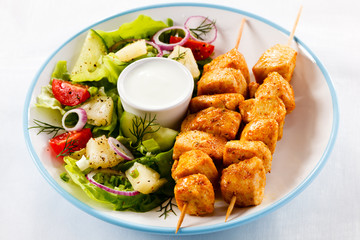 Grilled meat and vegetables
