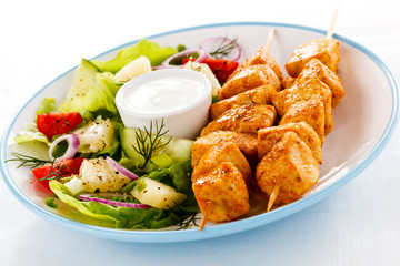 Grilled meat and vegetables