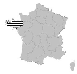 Fototapeta premium Bretagne auf den Umrissen Frankreichs