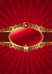 Ornate background with golden luxury framed label