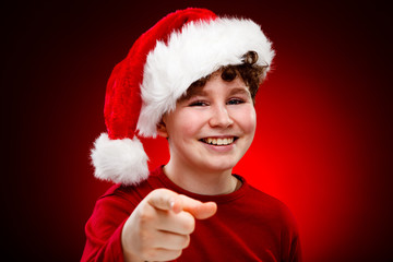 Christmas time - boy with Santa Claus Hat