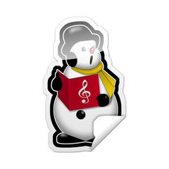 Pegatina HOMBRE DE NIEVE CANTANDO con reborde