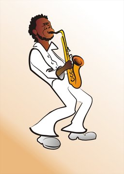 black man with saxophone