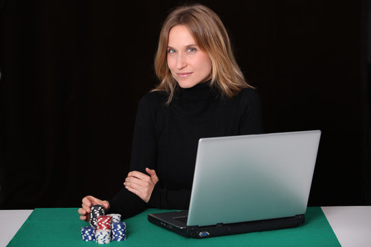 Woman gambling on internet