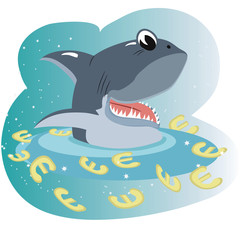 Shark in the sea of a euro
