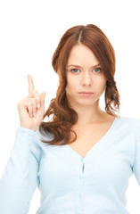 woman with her finger up