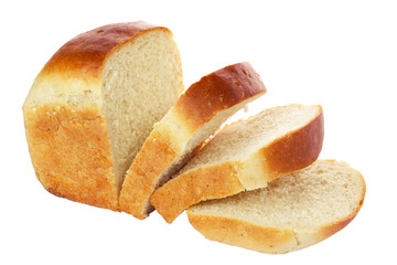 Loaf of sliced bread isolated on white