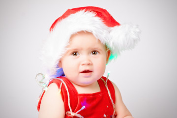 Baby in Santa Claus hat