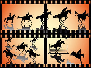 Springreitergruppen in vier Filmstreifen