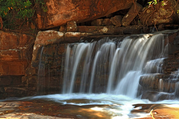 part of Tropical Tadtone waterfall in rain forest in Chaiyaphum