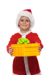 Boy holding a christmas gift