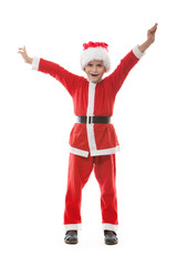 Boy dressed as Santa Claus