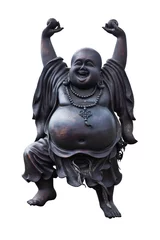 Gartenposter Buddha a happy laughing buddha on white background