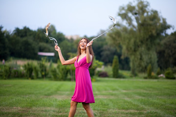 Obraz premium Beautiful young woman outdoor portrait