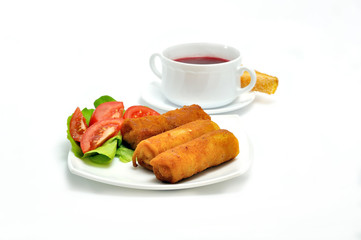 Polish Cuisine. Croquette and red beetroot soup
