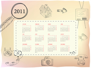 Template for calendar for 2011