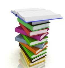 Pile of books isolated on white background