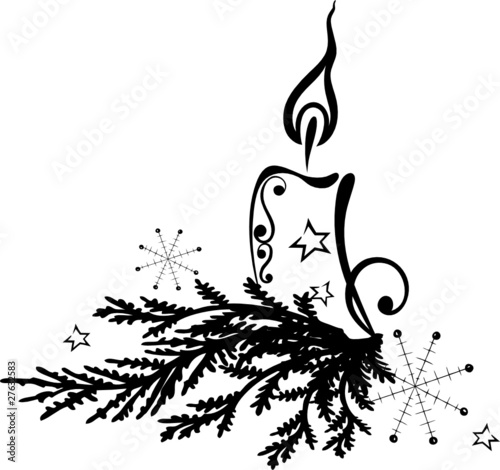 Leinwandbilder Weihnachten, Advent, Tannenzweig, Kerze, Vector -  Leinwandbilder-christine krahl