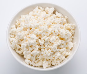 Bowl with fresh cottage cheese.