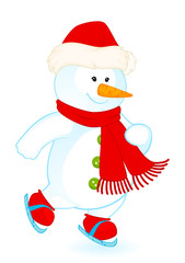 Vector cartoon little cute snowman