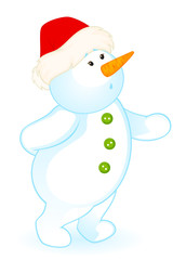 Vector cartoon little cute snowman