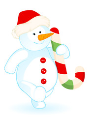 Vector cartoon little cute snowman