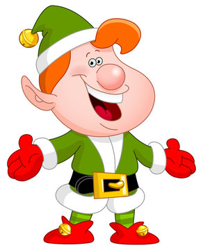 happy cartoon elf green outfit clip art preview