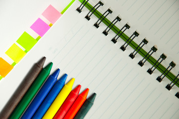 isolated green notebook on white.