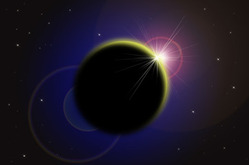 Bright star and eclipse planet
