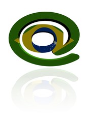 e-mail address AT symbol with Brazilian flag illustration
