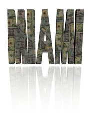 Miami text with American dollars illustration