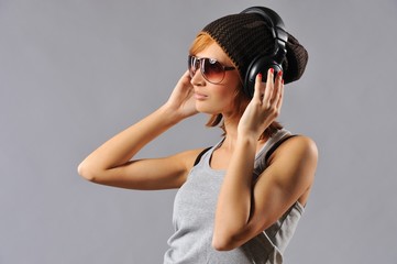 Stylish young girl with headphones