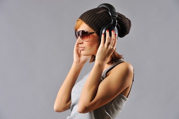 Stylish young girl with headphones