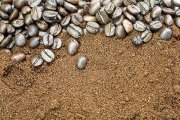 coffee beans and ground