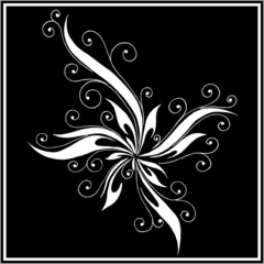 Papier Peint photo autocollant Fleurs noir et blanc élément de vecteur floral