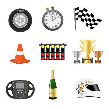 Race objects icons. Vector illustration.