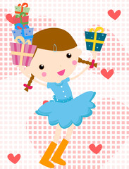 a girl and gift box