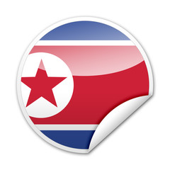 Pegatina bandera Corea del Norte con reborde
