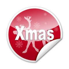 Pegatina XMAS con reno con reborde