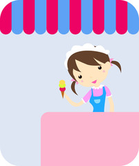 smiling girl-confectioner with icecream