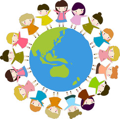 kids diversity holding hands around the world