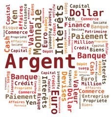 Obraz premium Nuage de Mots Argent en Français
