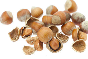 hazelnuts isolated on white