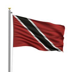 Flag of Trinidad and Tobago waving in the wind over white