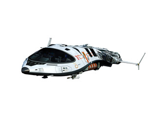 spaceship departing white background © DM7