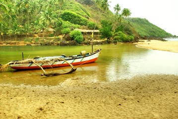 Fototapeta na wymiar Tropical river beach, Goa