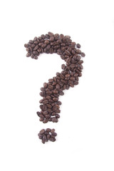 question mark of dark roasted fair trade coffee beans