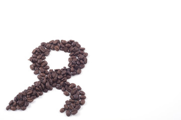 ok sign made out of fair trade coffee beans isolated on white
